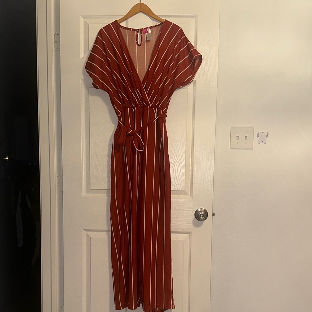 Elegant Striped Rust jumpsuit
